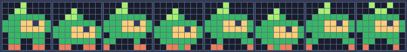 Sprites 256-263, left to right. Each frame changes only a few pixels.