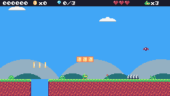 Pip jumps into a ?-block: it turns into a used block and a heart rises out of it.