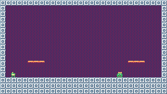 The throne room: metal walls and floor, two planks to jump onto, Pip's start marker on the left and King Glob's on the right.
